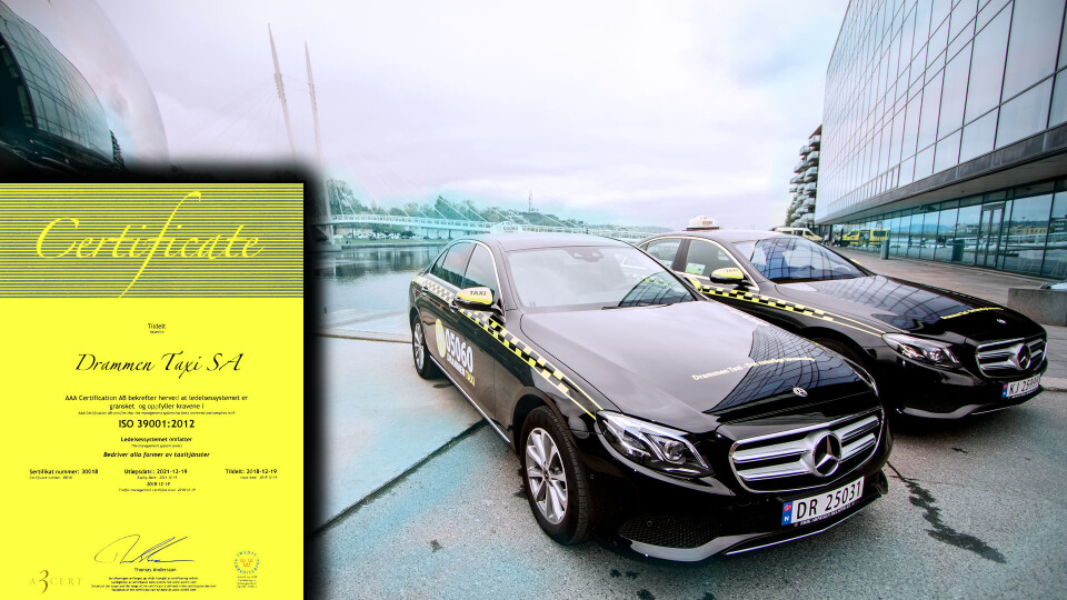 Drammen Taxi ISO-sertifisert: - Ekstra trygghet for kunden