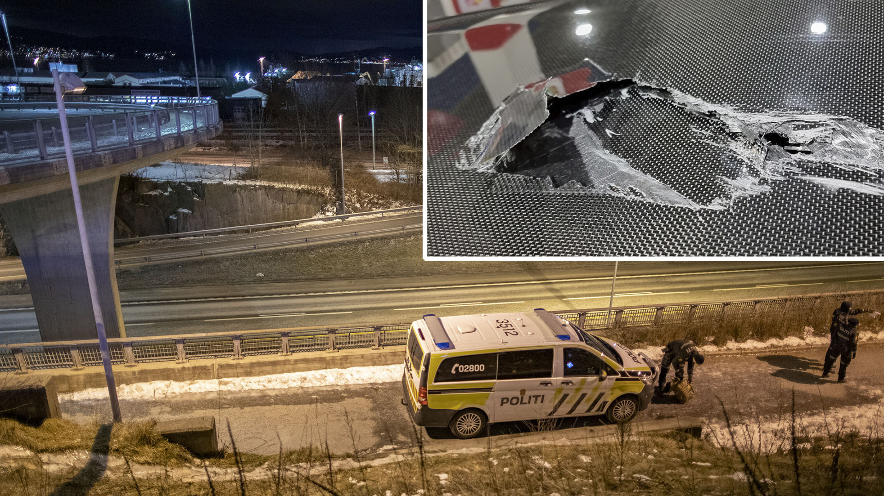 LIVSFARLIG: Kim Grande (31) fikk ødelagt karbontaket på sin kostbare BMW M3 (innfeltbilde)