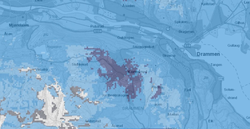 DEKNINGSKART: Lilla/mørkt område viser hvor det er 5G-dekning i dag. Mørkeblått er 4G+, lyseblått vanlig 4G og hvitt områder uten data-dekning. DEKNINGSKART: Lilla/mørkt område viser hvor det er 5G-dekning i dag. Mørkeblått er 4G+, lyseblått vanlig 4G og hvitt områder uten data-dekning.