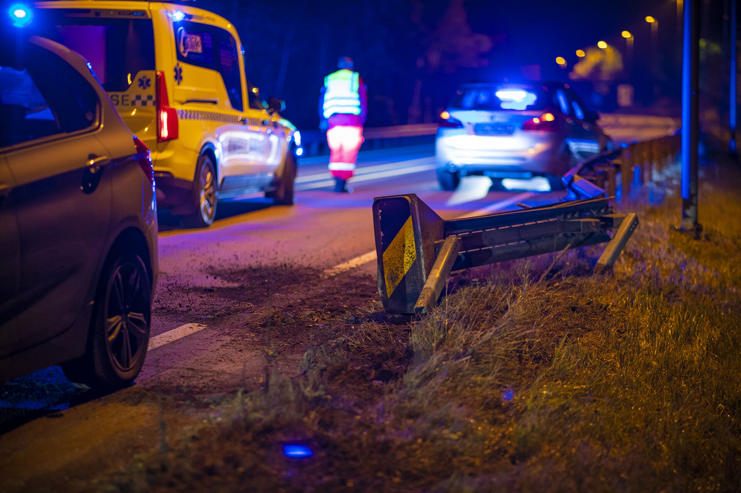 SKADET: Autovernet fikk en del skader etter krasjen.