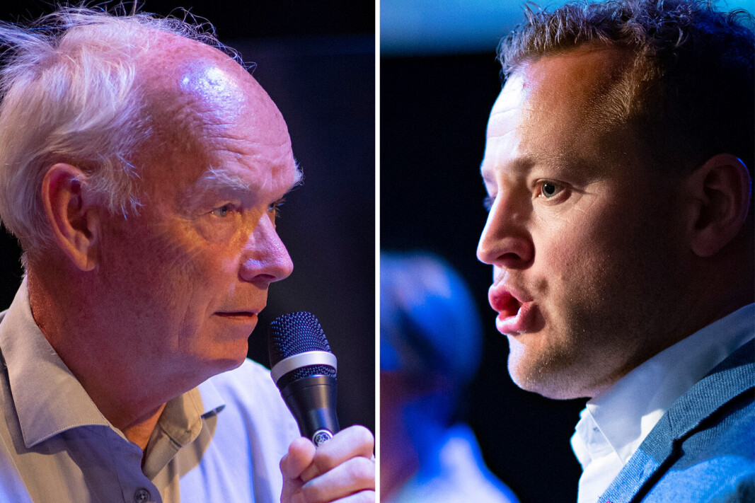 LANGER UT: Frps Lavrans Kierulf (t.h.) langer ut mot Per Olaf Lundteigen (t.v.) i kjølvannet av regjeringsplattformen og spillet om Viken. LANGER UT: Frps Lavrans Kierulf (t.h.) langer ut mot Per Olaf Lundteigen (t.v.) i kjølvannet av regjeringsplattformen og spillet om Viken.