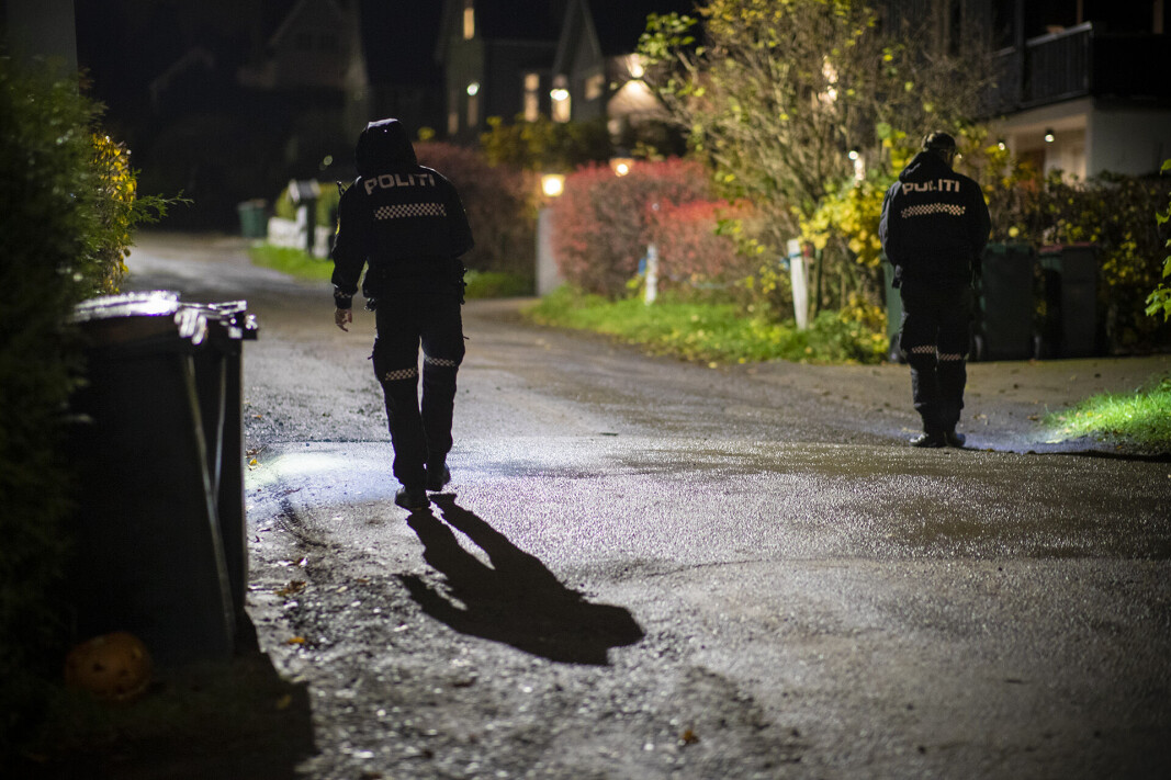 FINKJEMMET OMRÅDET: Politipatruljer lette med lys og lykte etter spor i et stort område rundt midnatt. FINKJEMMET OMRÅDET: Politipatruljer lette med lys og lykte etter spor i et stort område rundt midnatt.