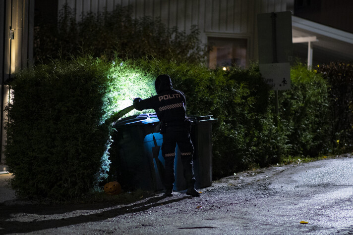 <span class=" italic" data-lab-italic_desktop="italic"><span class=" font-weight-bold" data-lab-font_weight_desktop="font-weight-bold">SJEKKET FLERE ADRESSER: </span>Politiet undersøkte søppelkassene til en rekke boliger i området for å se om flere var forsøkt påtent, og lette også etter spor på bakken med lommelykter.</span> <span class=" italic" data-lab-italic_desktop="italic"><span class=" font-weight-bold" data-lab-font_weight_desktop="font-weight-bold">SJEKKET FLERE ADRESSER: </span>Politiet undersøkte søppelkassene til en rekke boliger i området for å se om flere var forsøkt påtent, og lette også etter spor på bakken med lommelykter.</span>