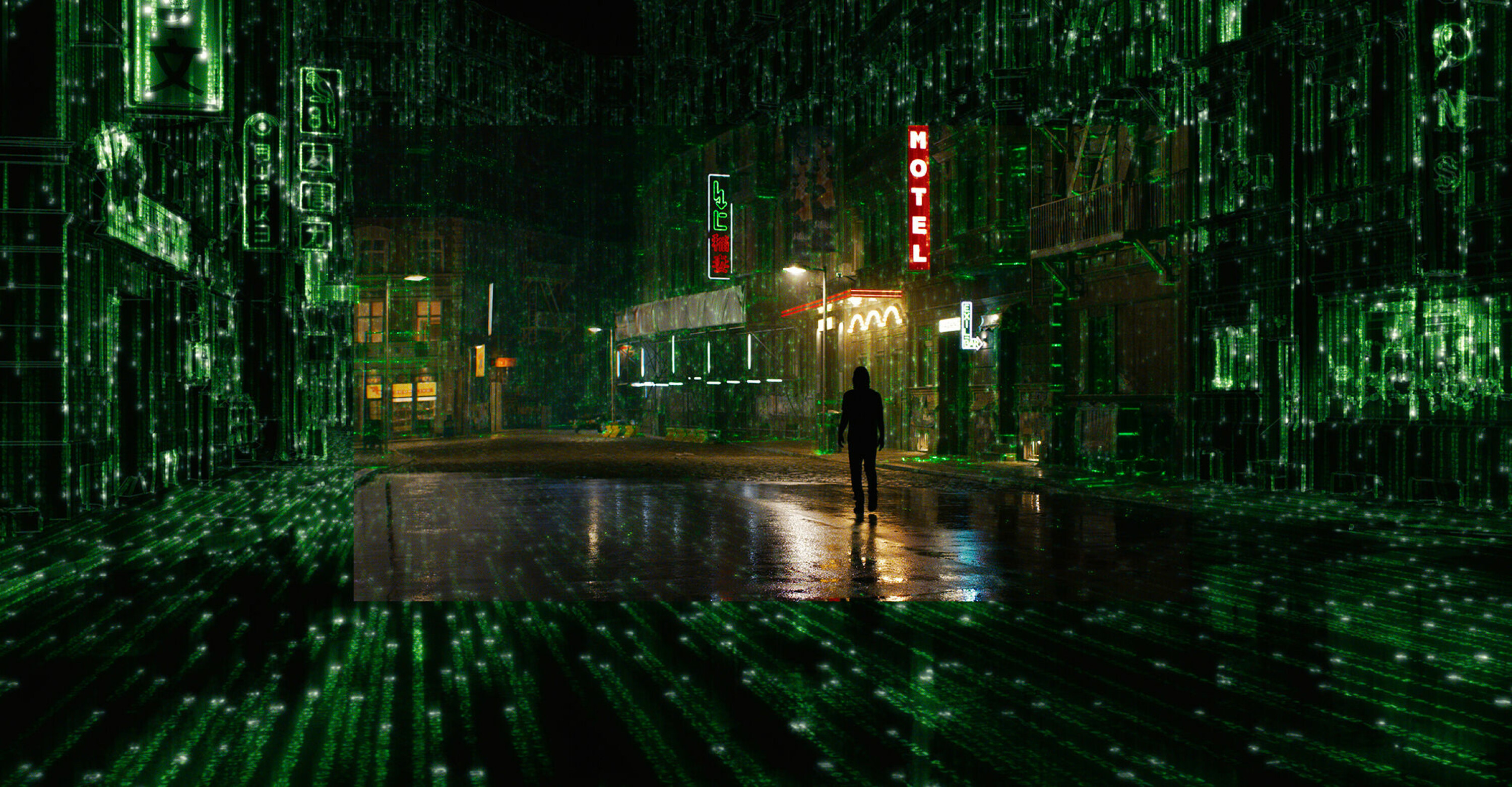 FORTSATT GODTERI FOR ØYET: Den ikonisk «The Matrix» er tilbake med sin stilistiske visuelle stil.