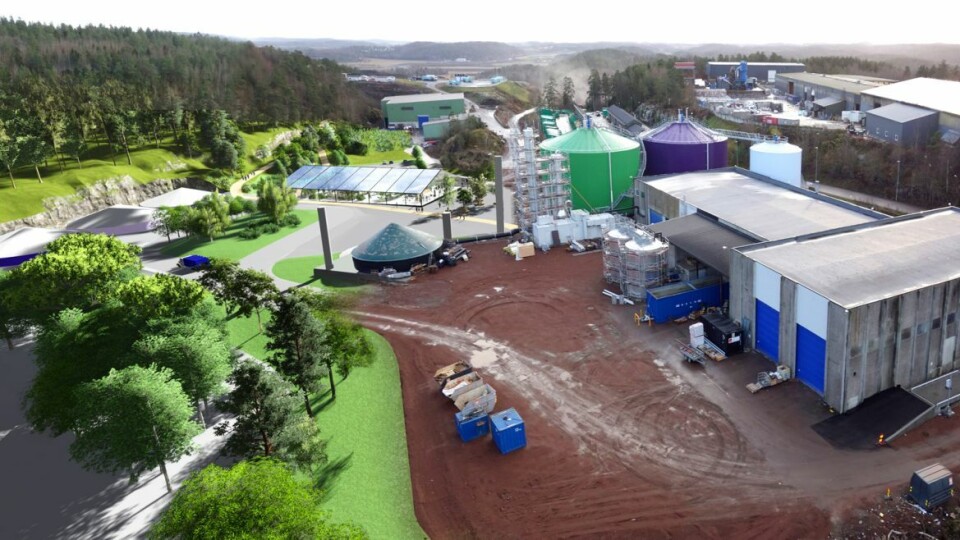 HER SKJER DET: Anlegget «Den Magiske Fabrikken» ligger på Rygg utenfor Tønsberg. Den er det første anlegget i Norge av sitt slag. Fabrikken produserer ferdig biogass til erstatning for fossilt drivstoff og har samtidig et fullstendig anlegg for biogjødsel.