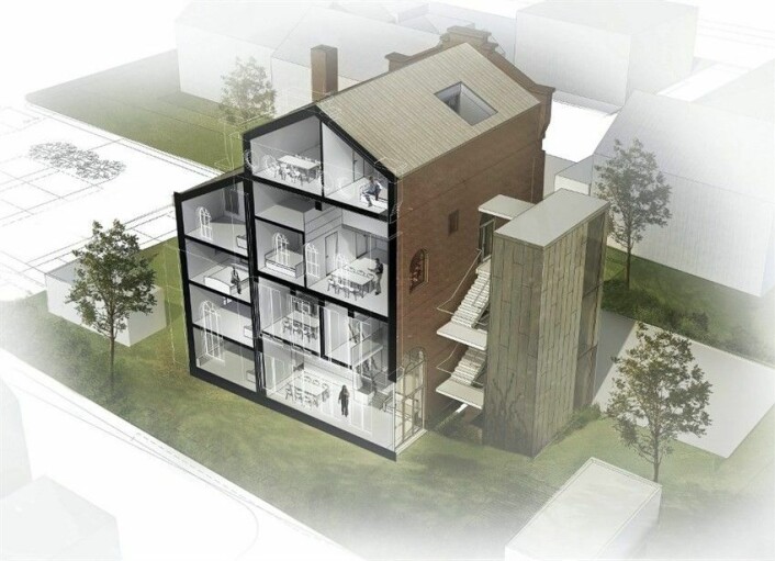 MANGLER SIDESTYKKE: Spiraltrapper, store flotte fabrikksvinduer og teglsteinsmurer vil sette sitt preg på prosjektet. MANGLER SIDESTYKKE: Spiraltrapper, store flotte fabrikksvinduer og teglsteinsmurer vil sette sitt preg på prosjektet.