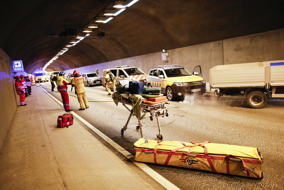 Stengte E18-tunnel for å simulere kjempe-ulykke