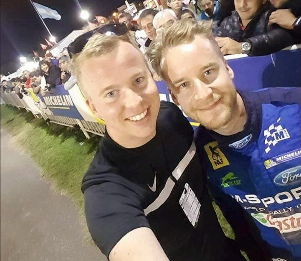 NYTT TEAM: Torstein Eriksen og Mads Østberg har samarbeidet også tidligere, her fra rally Argentina. (FOTO: PRIVAT)