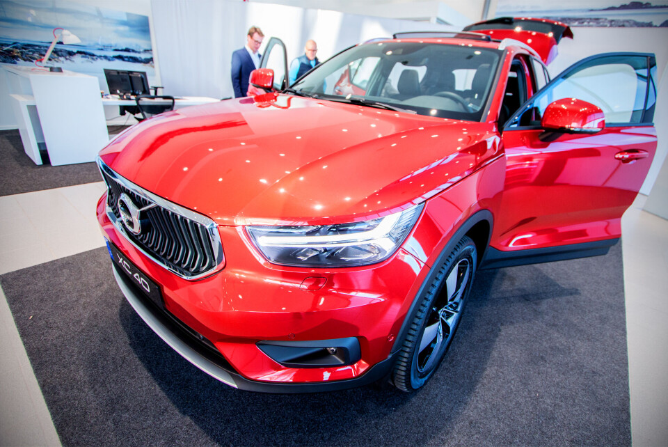 NYHET: XC40 er fortsatt ikke satt i produksjon, lørdag var en eksklusiv demobil på visning hos Bilia.