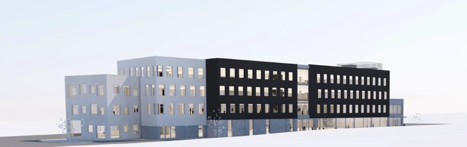 MILJØVENNLIG: Slik vil byggetrinn 1 i Kjellstad Næringspark se ut når det står ferdig med 8.000 kvadratmeter og Breeam Very Good-miljøsertifisering. Bygget settes opp i to byggetrinn, på totalt 15.000 kvm, med ferdigstillelse henholdsvis i desember 2018 og i løpet av første halvår 2019. (Illustrasjon: DRMA)