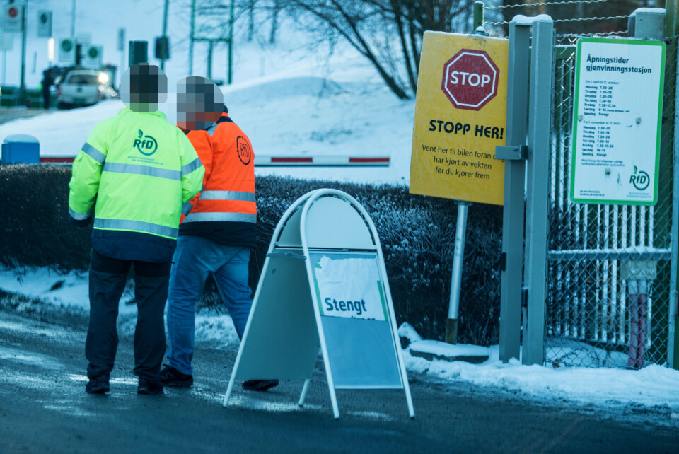 STENGT: Avfallstasjonen ble stengt for publikum ut dagen ved 14.00-tiden.
