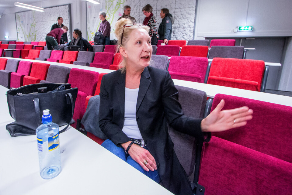 KRITISK TIL BOM OG BYPAKKE: Gro Nyhus avbildet på en bystyremøte i Drammen tidligere i år.