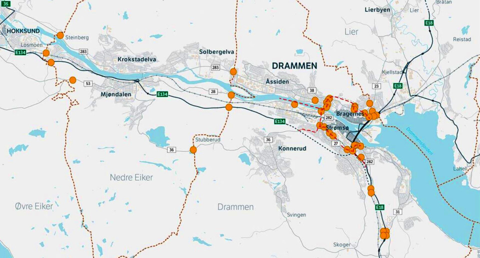 HER KOMMER BOMMENE: Dette er den endelige skissen som viser hvor bommene kommer.