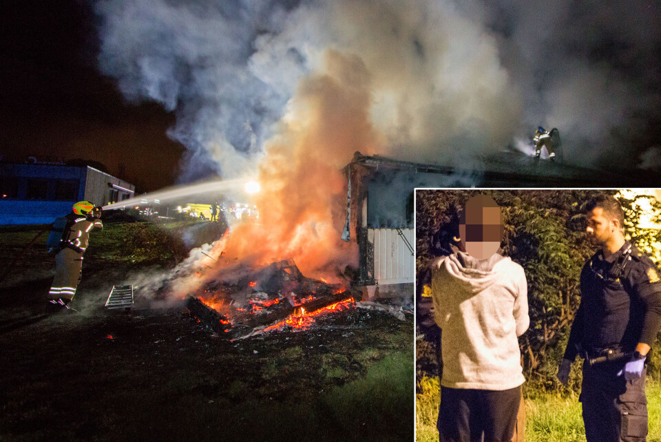 PÅSATT: Her har politiet fått kontroll på det de mener er brannstifteren.