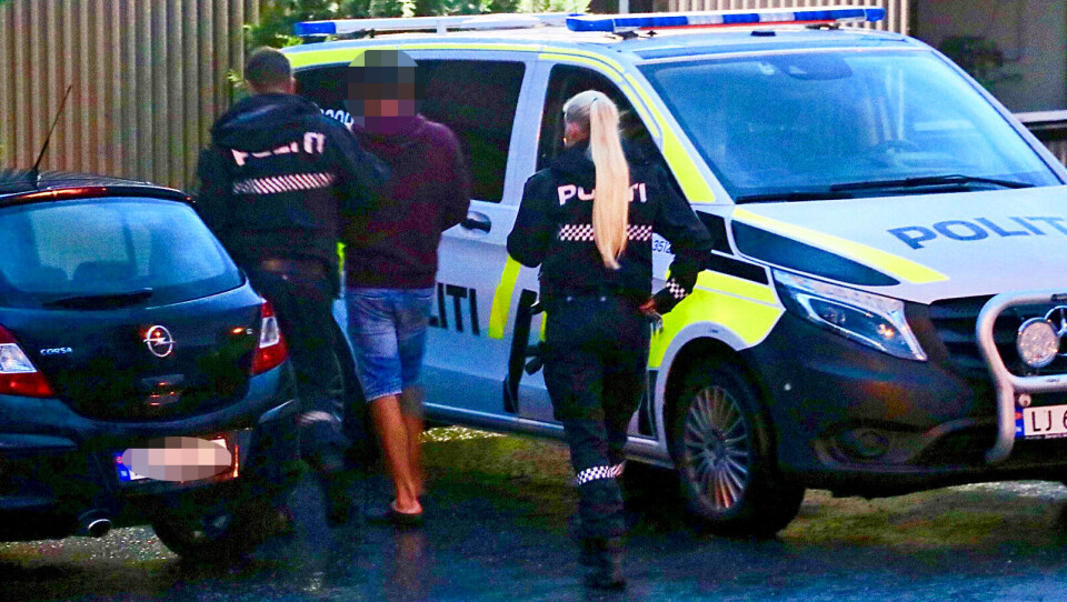 PÅGREPET: Her blir mistenkt nummer to pågrepet lørdag kveld.