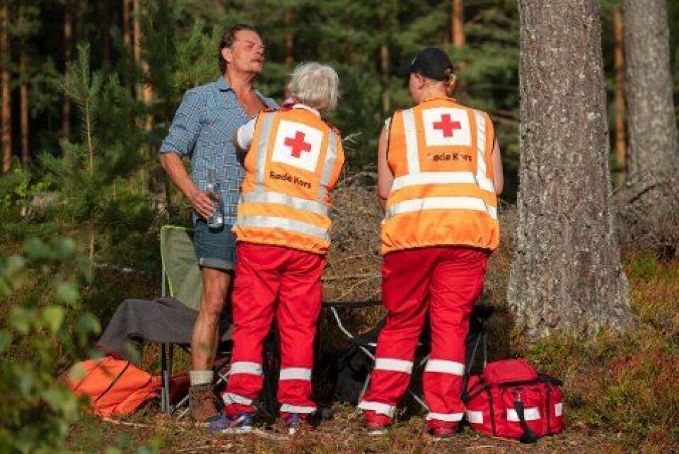RIBBEINSBRUDD: Senere viste smertene seg å være et ribbeinsbrudd, og han ble kjørt til Ahus med blålys.
