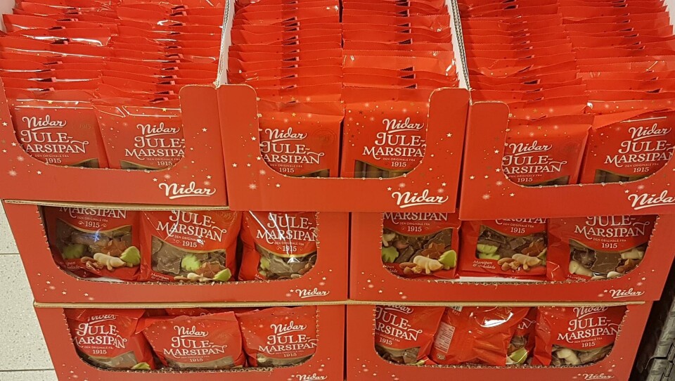 JULEMARSIPAN: Her fra Rema 1000 i Vinjes Gate i Drammen. (FOTO: MORTEN AUESTAD)