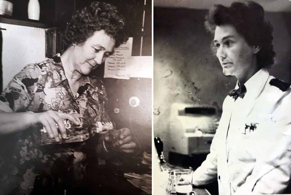 BAK BARDISKEN: Hun omtales som «en bauta» og «en institusjon» - her bak tappakrana, slik man husker henne best.