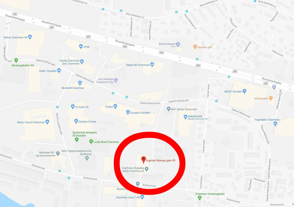 ÅSSIDEN: Trampolineparken åpner i Ingeniør Rydbergsgate 99, bak Europris og Staples. (SKJERMDUMP: GOOGLE)