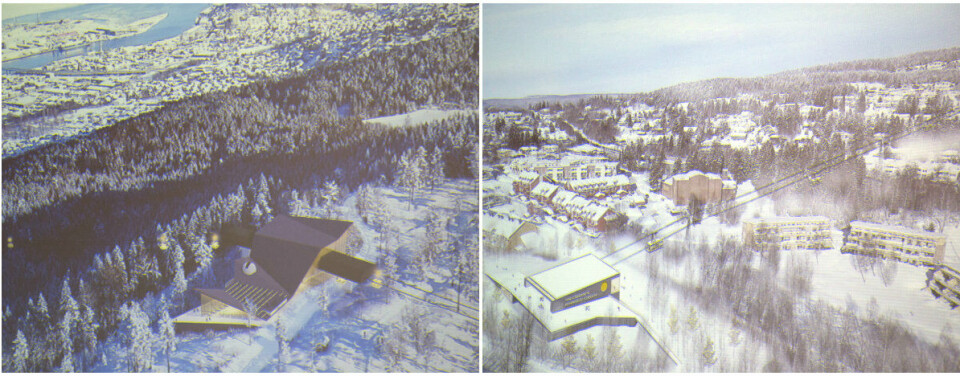 TRE STASJONER: Gondolbanen vil gå fra Marienlyst til Haukås, og over til Konnerud sentrum. (ILLUSTRASJON: NILS TVEIT ARKITEKTER)