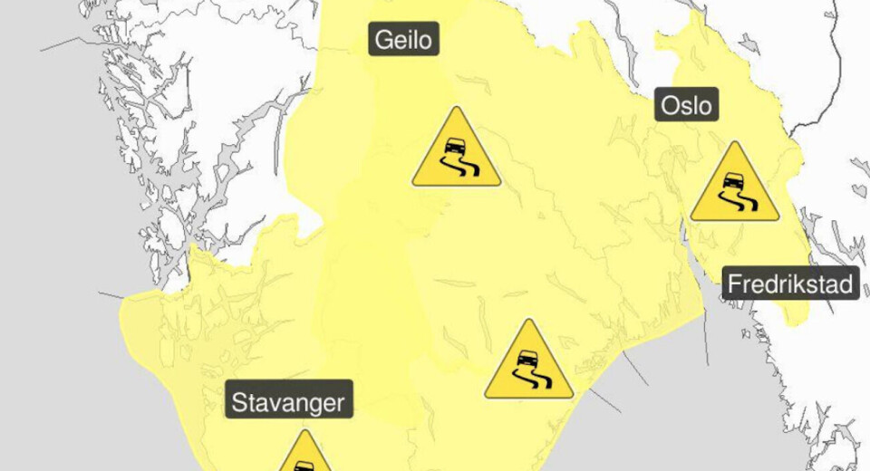 OBS-VARSEL: Gult varsel gir som regel lokalt vanskelige kjøreforhold.