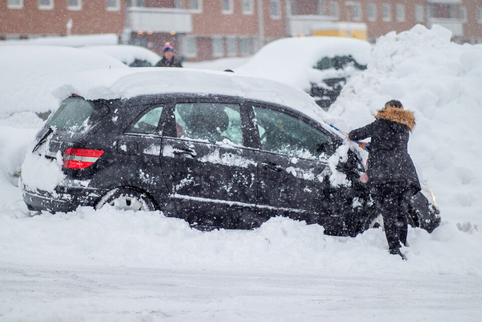 KAOS: Her fra onsdag morgen i Drammen, som fikk 30 centimeter over natta.