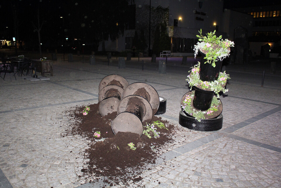 Vandaler ramponerte blomsterdekorasjoner 17. mai