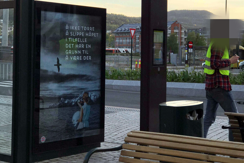 BRAGERNES TORG: En av bannerne som er hengt opp.