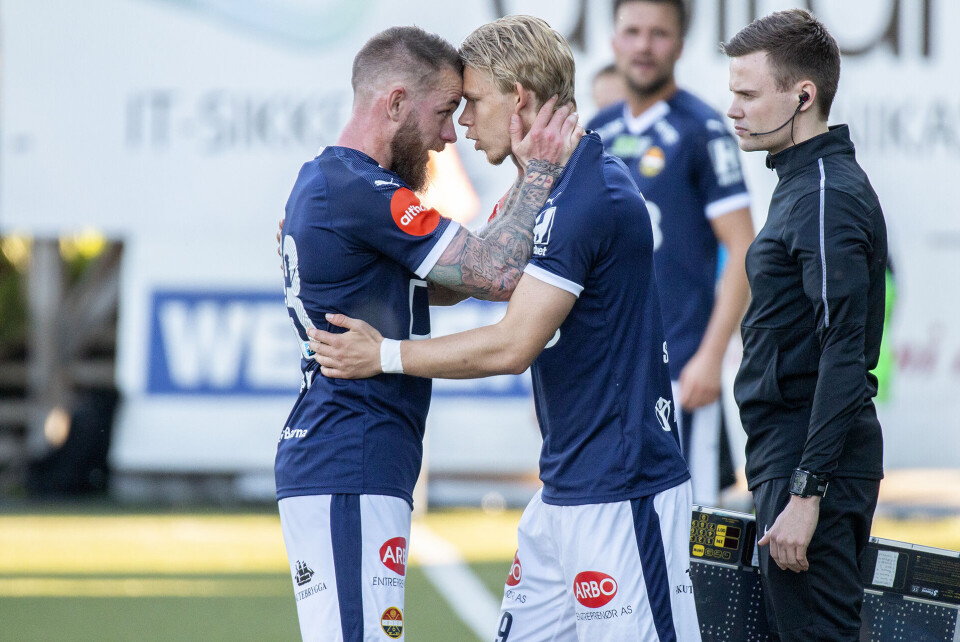 STOLPESKUDD: Marcus Pedersens lillebror Sebastian viste seg frem fra en gode side mot Tromsø, og hadde mange gode involveringer - blant annet et stolpeskudd på slutten av kampen. Han pådro seg også et gult kort for defensiv innsats.