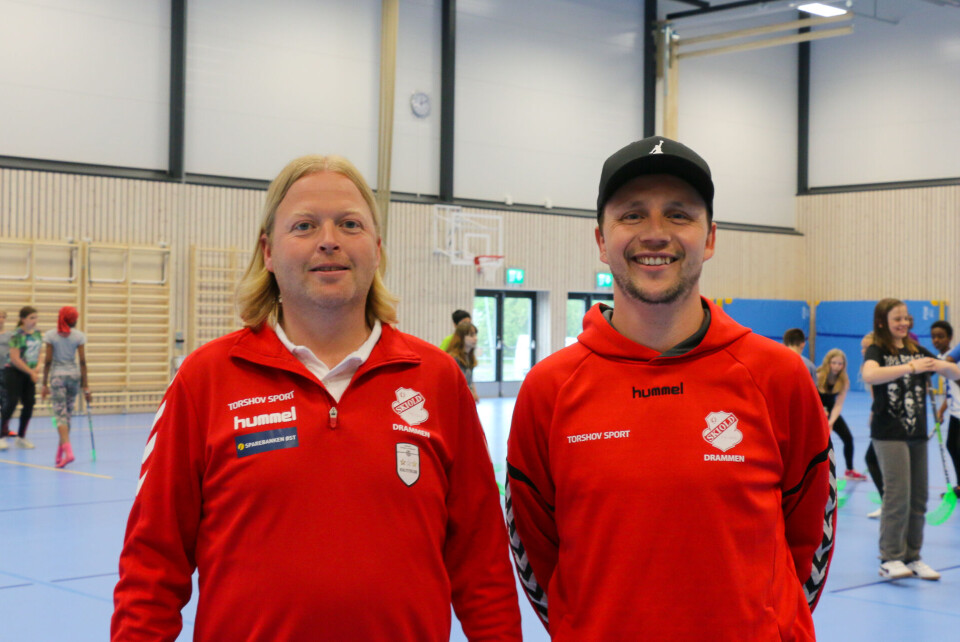 F.v. Morten Hansen og Sondre Bulie fra Skiold gleder seg til å ta i bruk den nye hallen
