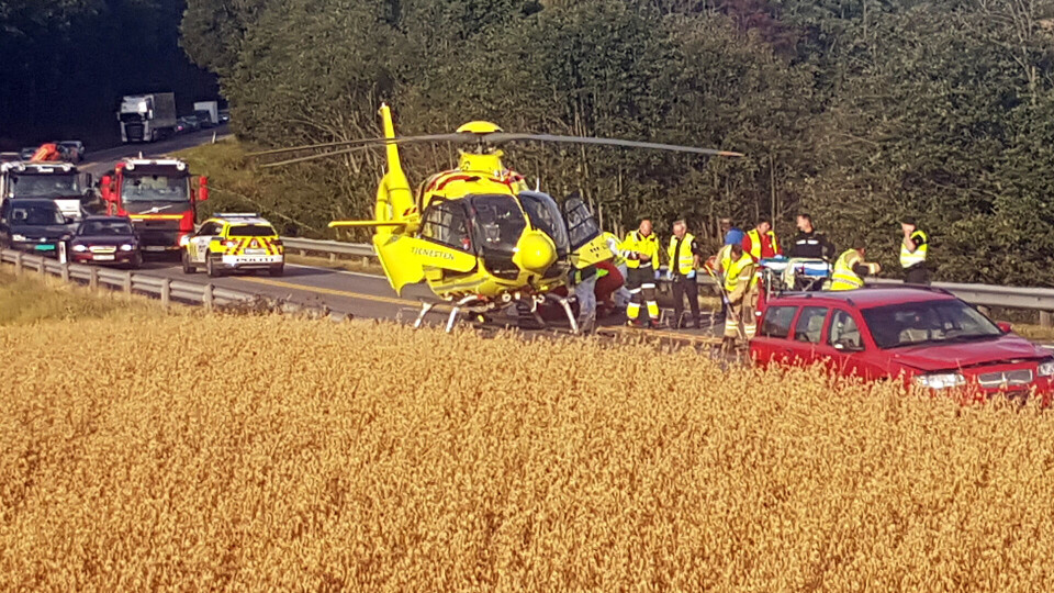 E134: Motorsykkel kolliderte med elg - én person kritisk skadd