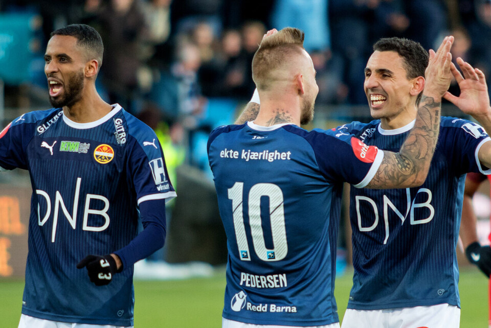 ALLE BORTE: Angrepstrioen Marcus Pedersen, Mos Abdellaoue og Amahl Pellegrino har alle forsvunnet fra Strømsgodset i sommer. (FOTO: ALEXANDER JANSEN / DRM24)