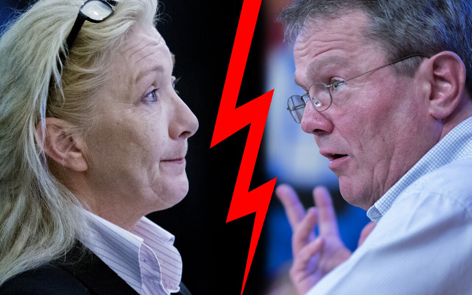 NEI TIL BOM - PÅ HVER SIN FRONT: Frp's Ulf Erik Knudsen mener Gro Nyhus og Senterpartiet har ført velgerne bak lyset.
