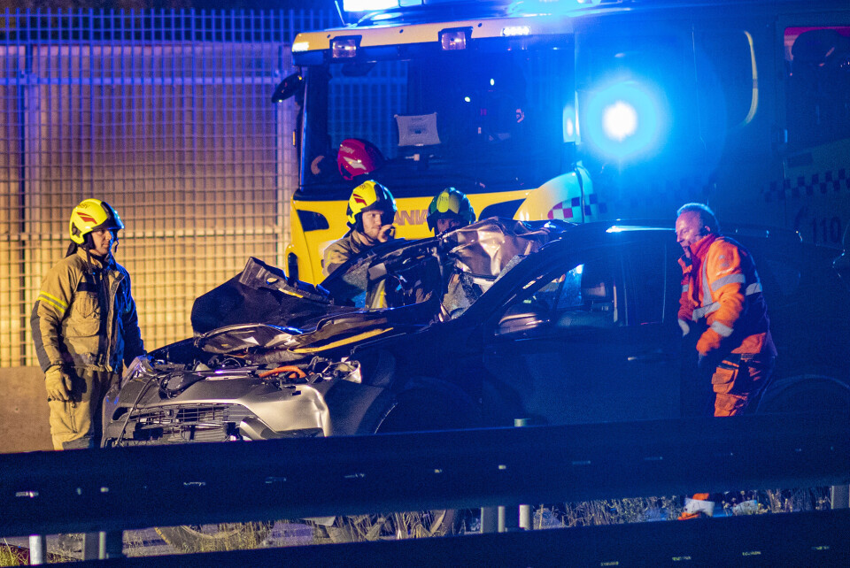SMADRET: Bilen ble knust i sammenstøtet.