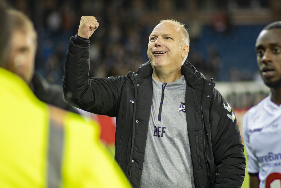 HOVERTE: Fagermo med en hilsen til Godset-tribunen etter kampen.