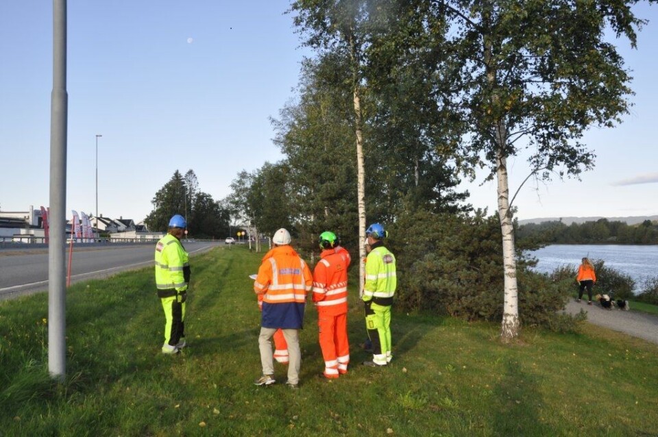 E134: Flytter veibelysningen til motsatt side langs gangvei