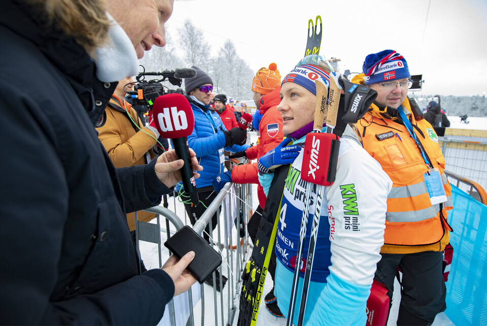 UVITENDE: Gullvinner Maiken Caspersen Falla var forfjamset over lett match på oppløpet.