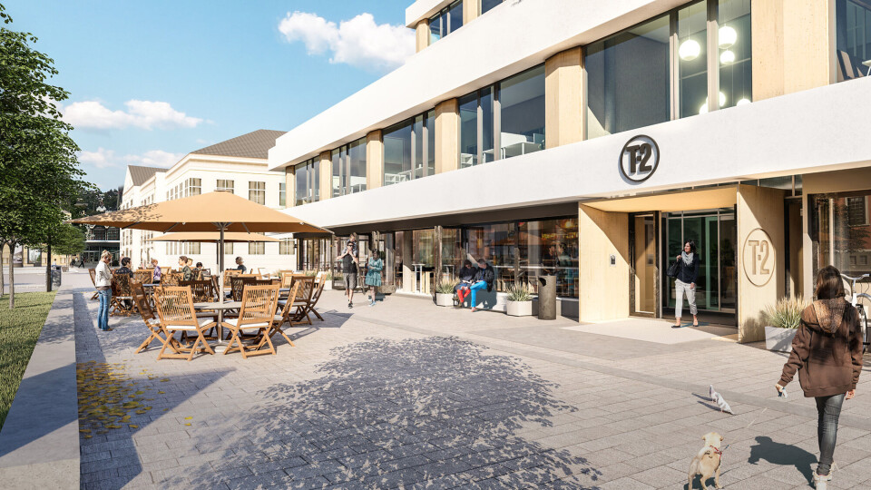 FRISKT PUST: Fornyelsen av Vegvesen-bygget vil sørge for en kraftig ansiktsløftning av Strømsø Torg, med handel og servering på gateplan.
