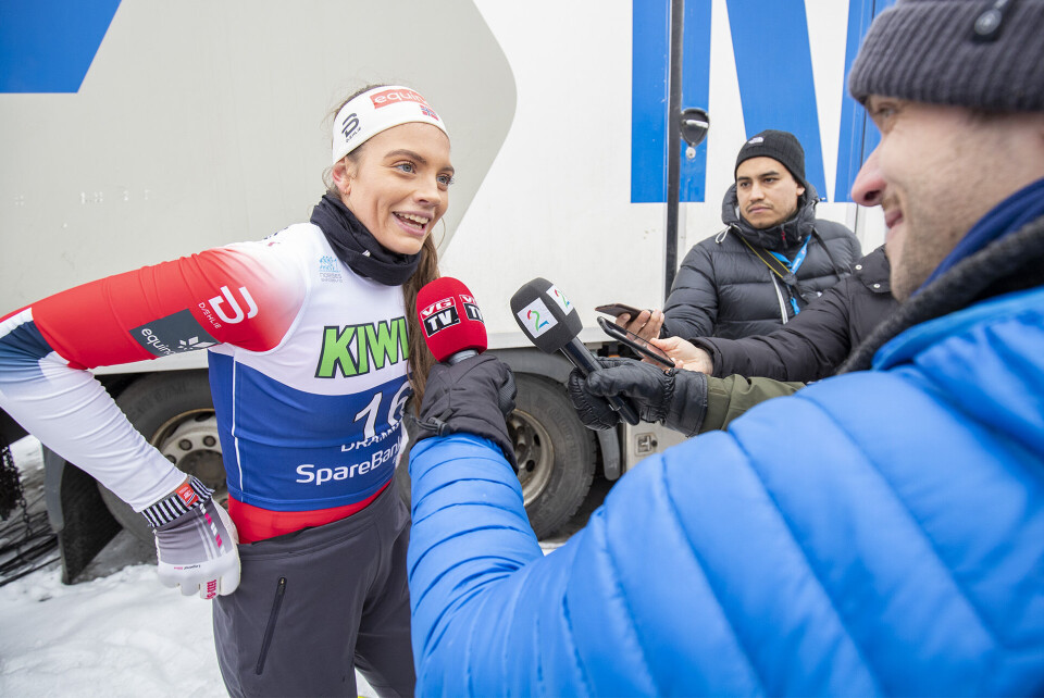 POSITIV: Kristine Stavås Skistad blir en naturlig hjemmeyndling for drammenspublikummet under skisprint på Konnerud, her fra NM.