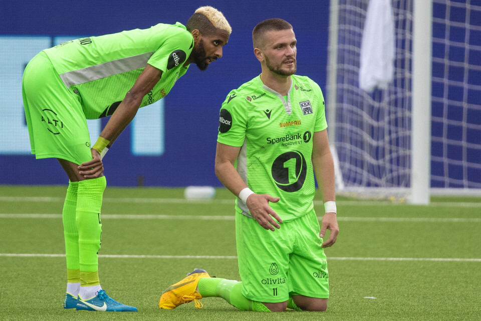 EKS-GODSET: Amahl Pellegrino og Flamur Kastrati skapte problemer for Strømsgodset på hjemmebane.
