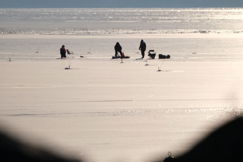 IKKE LANGT TIL ÅPENT VANN: Isfiskere foretar ofte risiko for å bevege seg så langt ut på fjorden som mulig.