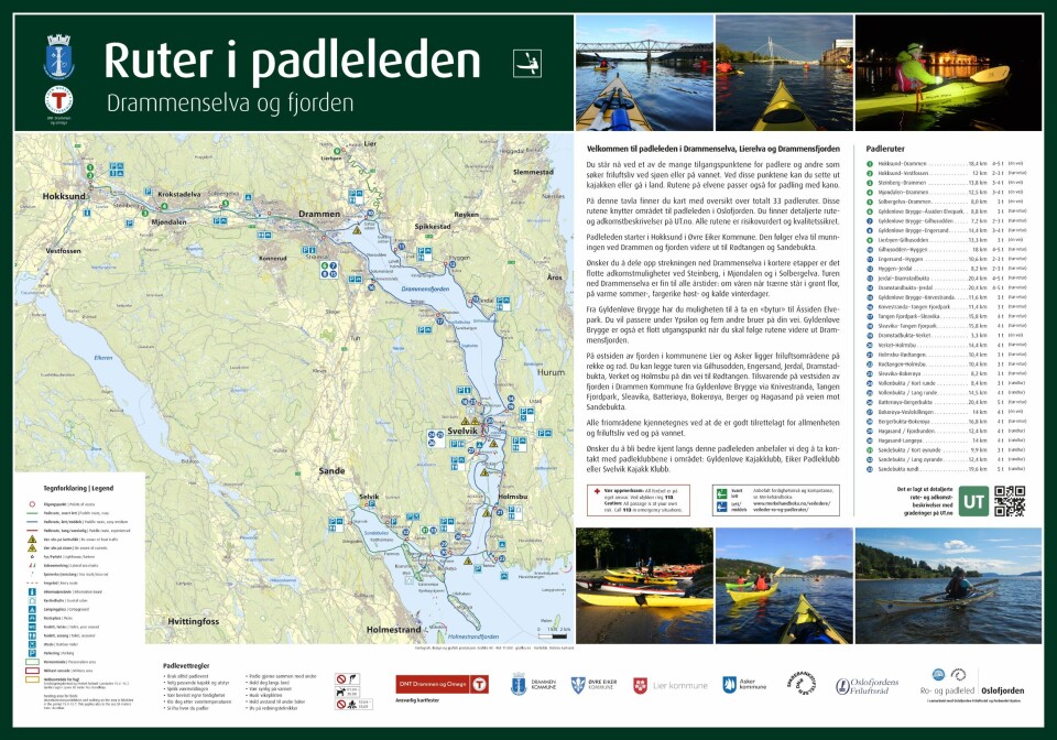 33 flotte padleruter klare til bruk i Drammenselva og fjorden