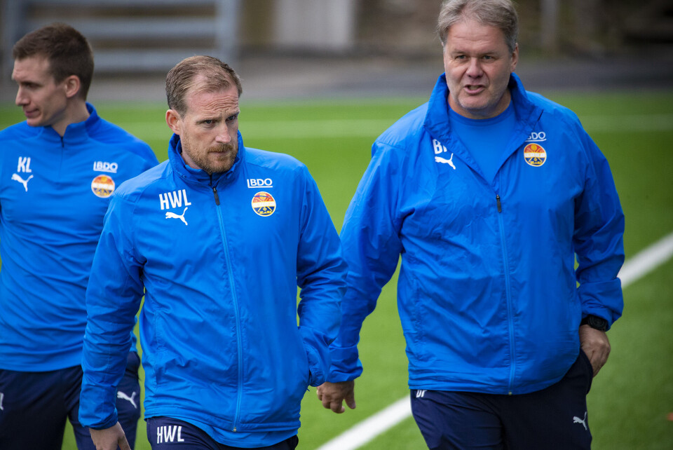 HAR FÅTT ARBEIDSRO: Trenerduoen Håkon Wibe Lund og Bjørn Petter Ingebretsen har trolig gjort noe riktig, og kan senke skuldrene et par hakk etter seier i sesongåpningen.