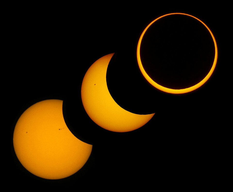 IKKE HELT BORTE: I Norge blir solformørkelsen 10. juni delvis. I visse andre områder får man oppleve en ringformet formørkelse à la denne fra 2012.
