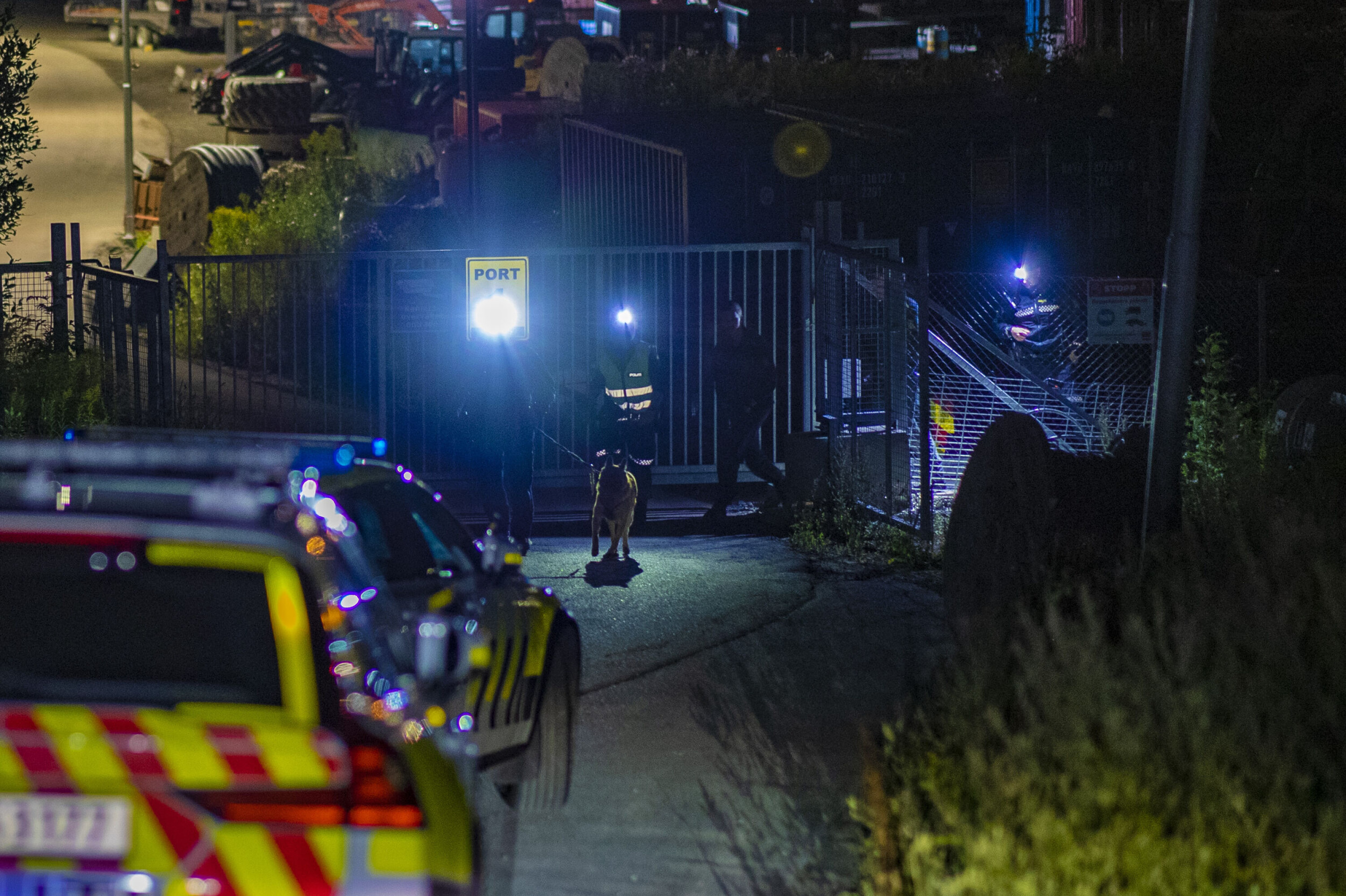 HUNDESØK: Politiet gjennomsøkte området med hundepatrulje.