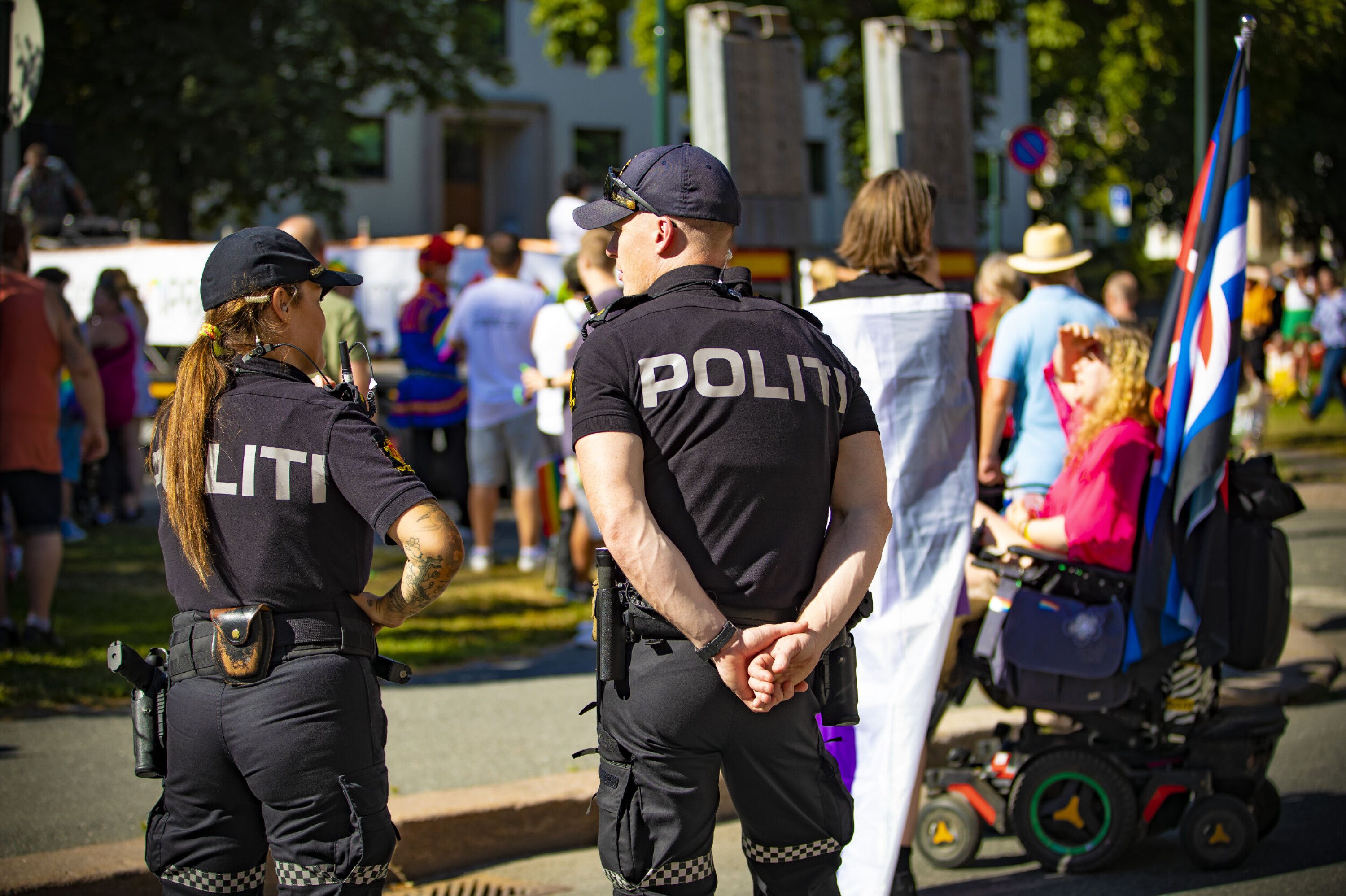 Politiet var mann- og kvinnesterke tilstede for å ivareta sikkerheten.