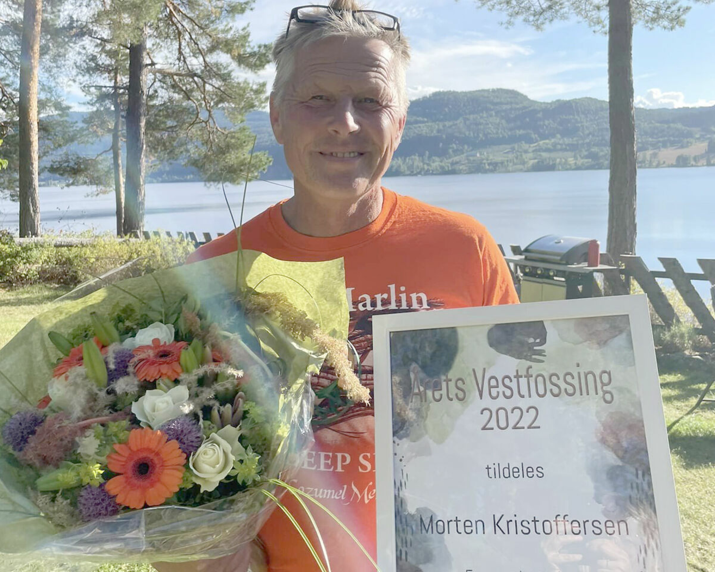 Morten Kristoffersen, leder i Eikeren Fiskevernforening, sier seg veldig overrasket, men også veldig glad for å ha blitt utpekt til «Årets Vestfossing»