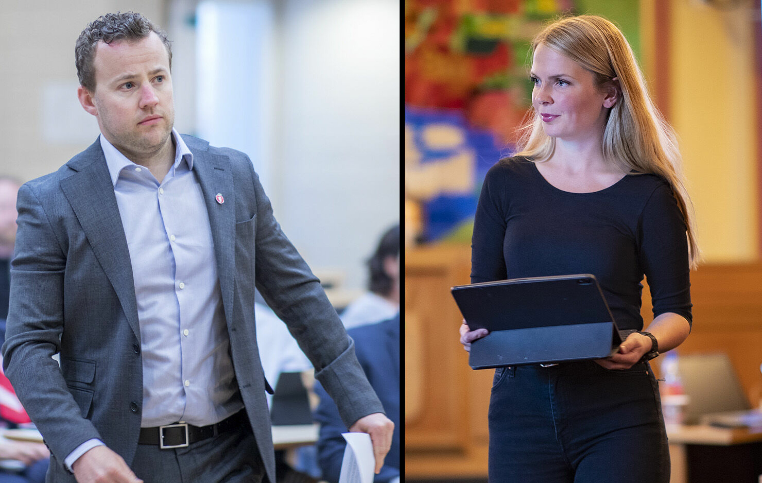 UNG DRAMMENSDUO: Lavrans Kierulf og Kristin Gjerde sitter også i kommunestyret i Drammen, og vil etter alt å dømme også prege fylkespolitikken i Buskerud fremover.