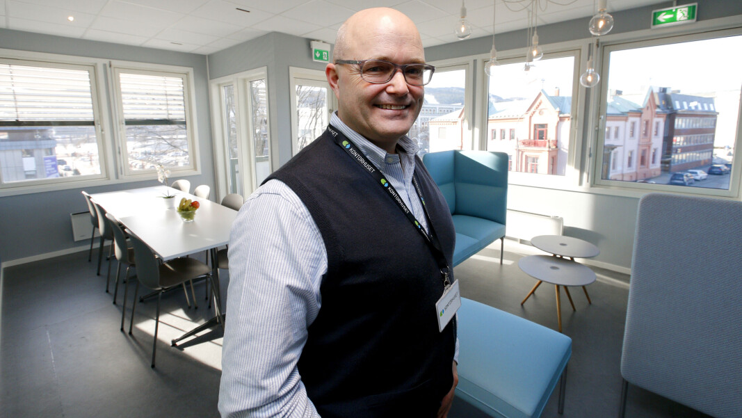 ETTER OPPSTART: Hakon Lærum i splitter nytt kontorhus på Bragernes i 2016. ETTER OPPSTART: Hakon Lærum i splitter nytt kontorhus på Bragernes i 2016.