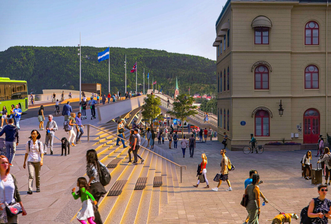 SLIK SKAL DET BLI: Det blir flott når bybrua skal stå ferdig. Enn så lenge er ikke tidshorisonten for ferdigstillelse i 2024 forskjøvet - det samme kan man ikke si om den endelige prislappen. SLIK SKAL DET BLI: Det blir flott når bybrua skal stå ferdig. Enn så lenge er ikke tidshorisonten for ferdigstillelse i 2024 forskjøvet - det samme kan man ikke si om den endelige prislappen.